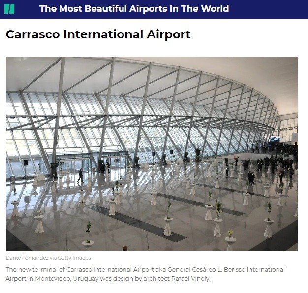 Captura de pantalla del portal Hufftington Post sobre el Aeropuerto Internacional de Carrasco